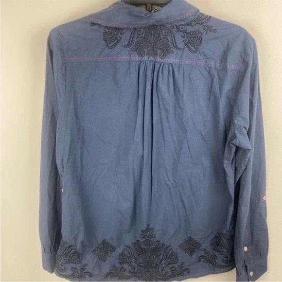 JOHNNY WAS 3J Workshop Embroidered button down-Hard-to-Find-M - Picture 6 of 13